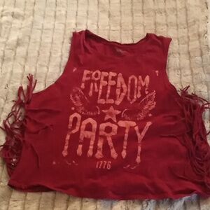 AZ Jean Co "Freedom Party 1776" Fringed tank top